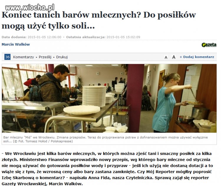 Zakaz używania w barach mlecznych soli i wody...
