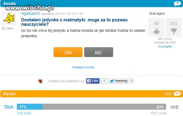Panienka nie chce jedynki a więc...