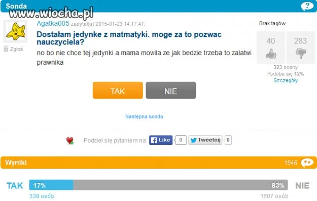 Panienka nie chce jedynki a więc...