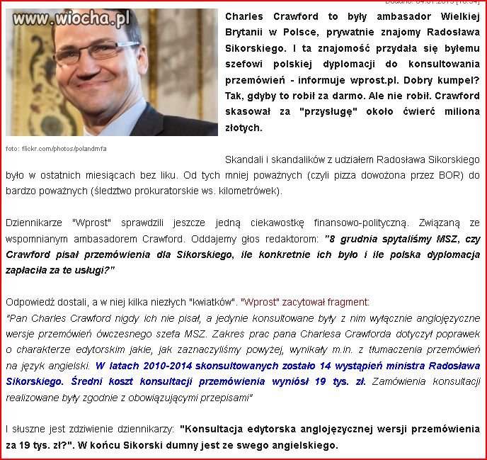 Kolega ambasador pomagał pisać przemówienia Sikorskiemu 