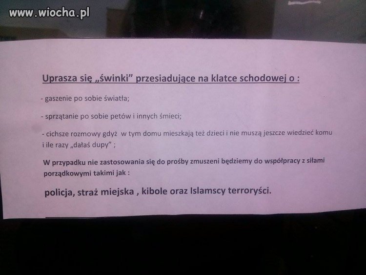 "Świnki" na klatkach w bloku