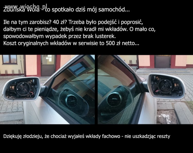 Kradzież wkładów lusterek w Zduńskiej Woli