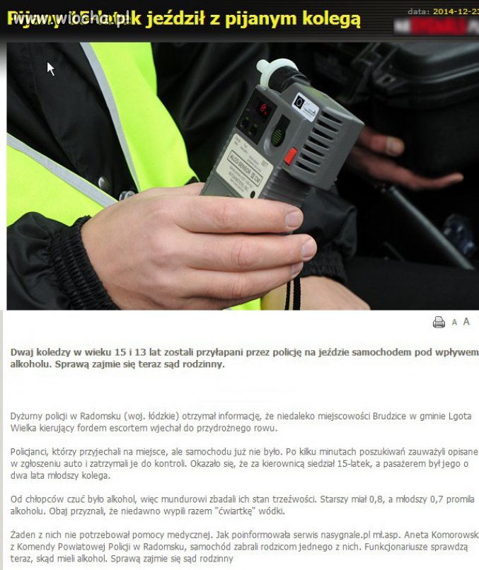 Młody kierowca na bani 
