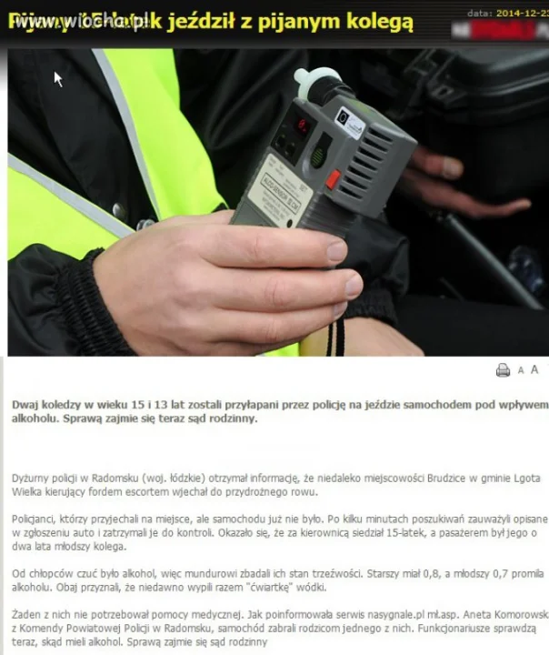 Młody kierowca na bani 