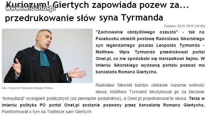 Sorry taki mamy klimat. "Wolność słowa" w III RP.