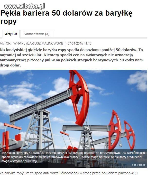 Ropa po 49,7$ co zrobi PO? podniesie podatki