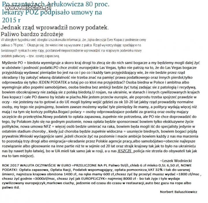 Nowy rok 2015 = podwyżki,publiczne szantaże itd