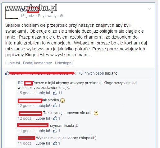 Przepraszanie przez facebooka
