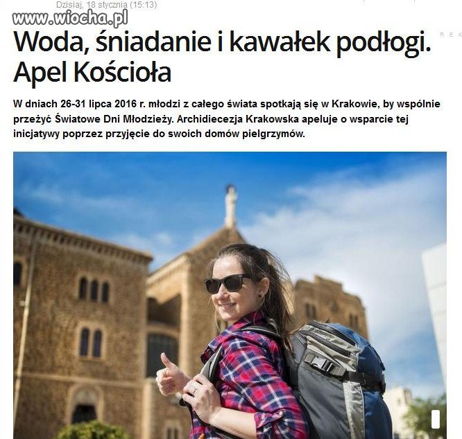 Kościól apeluje o przyjęcie pielgrzymów do domu