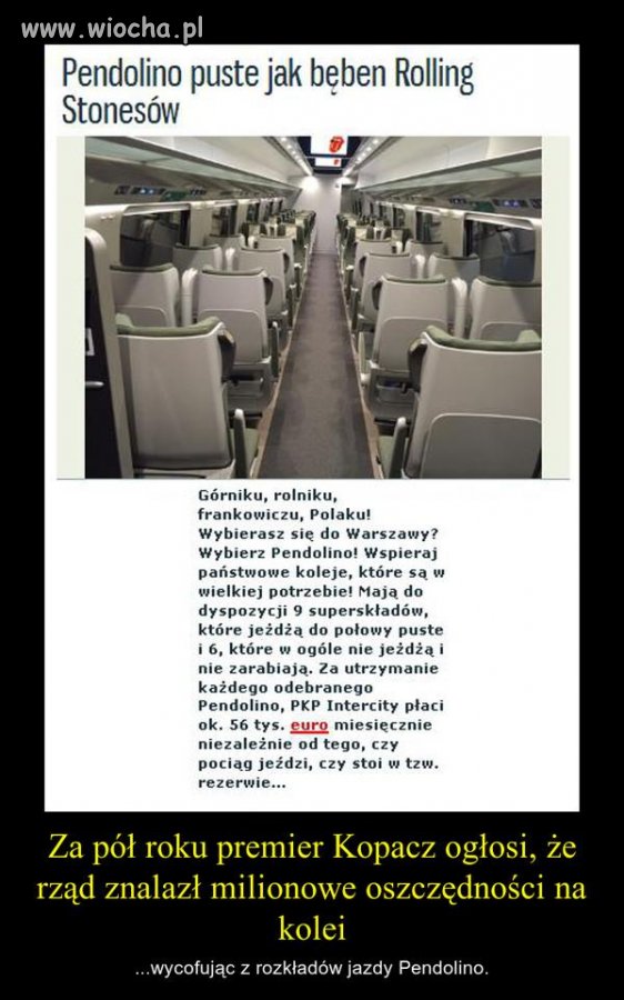 Tanie połączenia zlikwidowano żeby Pendolino 