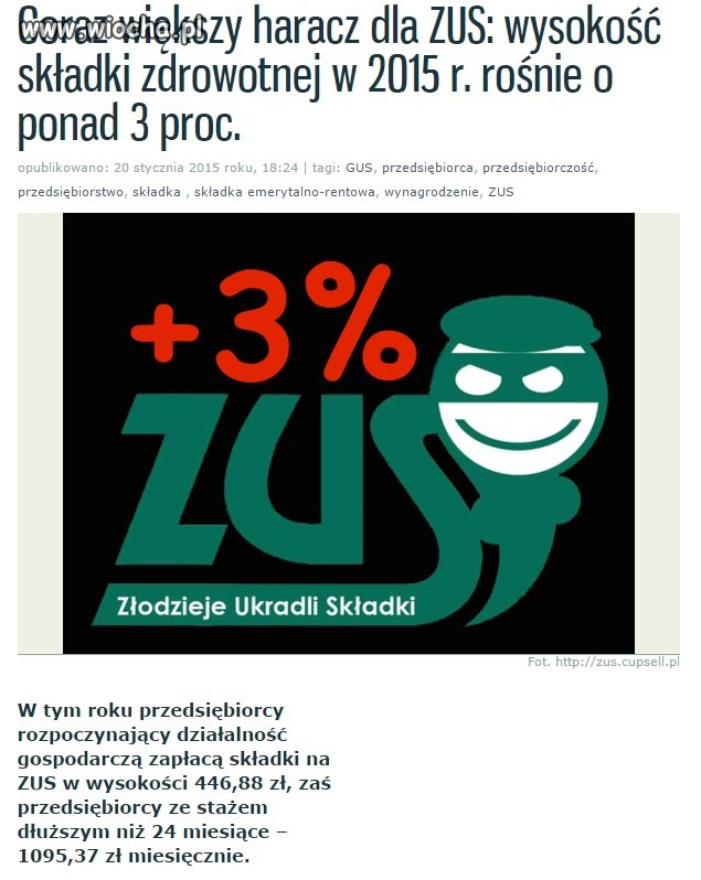 Coraz większy haracz dla ZUS