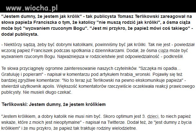 Jako królik, Terlikowski nie ma żadnych praw