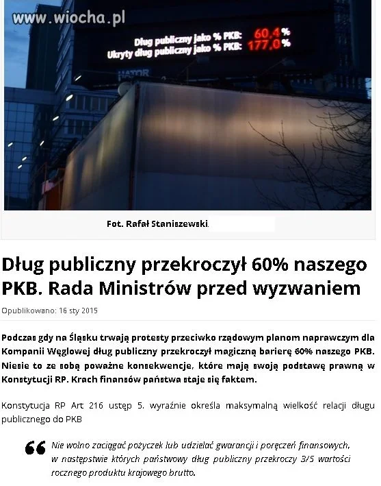 Dług publiczny przekroczył
