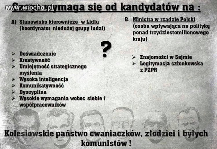 Wymagania od kandyta na stanowiso pracy...