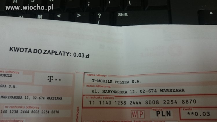 T mobile - do zapłaty...0.03 zł.  