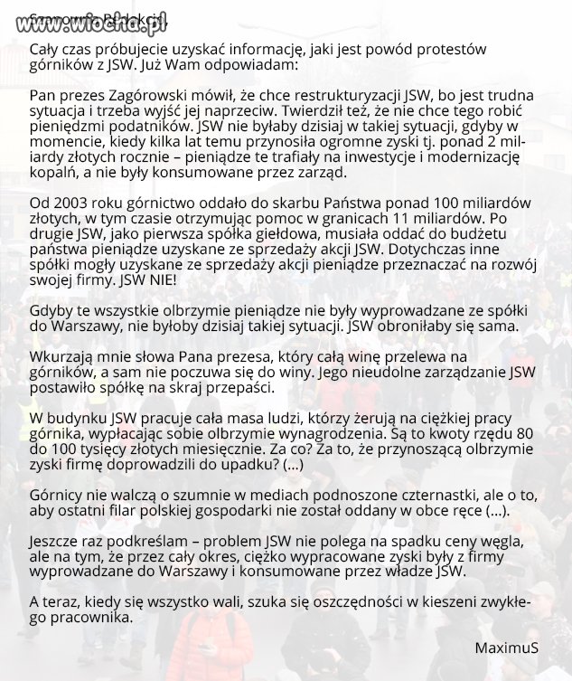 List górnika - SAMA PRAWDA O JSW!!!