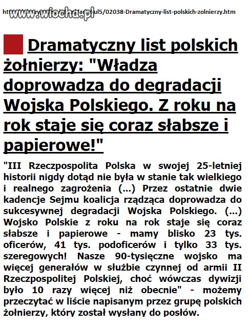 Żołnierzu, sejm ma cię w du...żym poważaniu