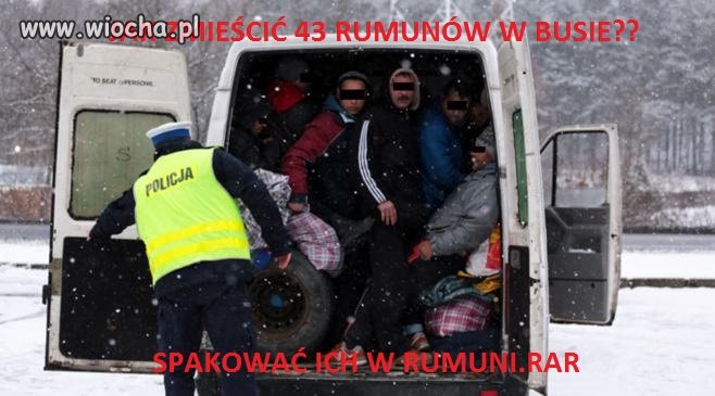 Jak zmieścić 43 rumunów w busie??