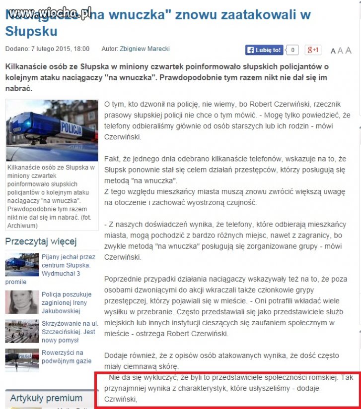 Cyganie chcieli kraść metodą na wnuczka.