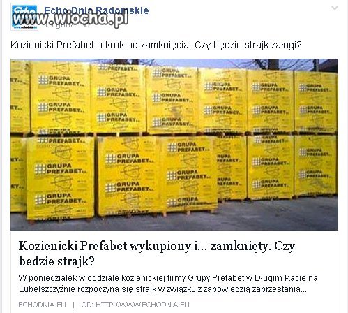 Kolejny zakład kupiony po to by padł...