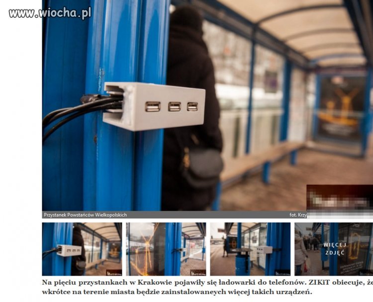 Tymczasem w Krakowie. Ładowarki Usb na przystanku