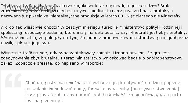 W Turcji chcą zakazać Minecrafta