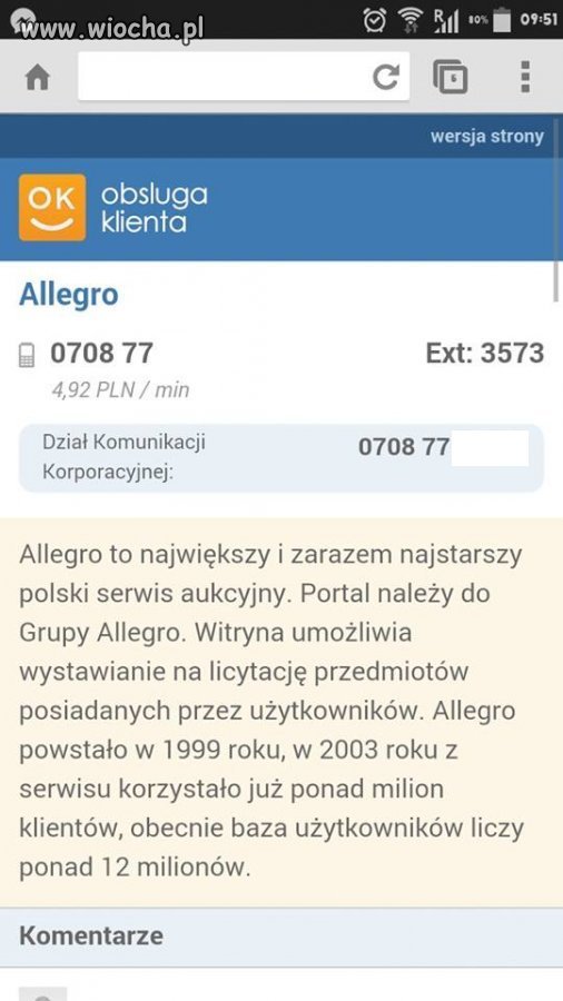Telefon do Allegro 4.92 za 1min
