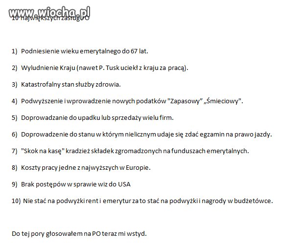Głosowałem na PO teraz mi wstyd