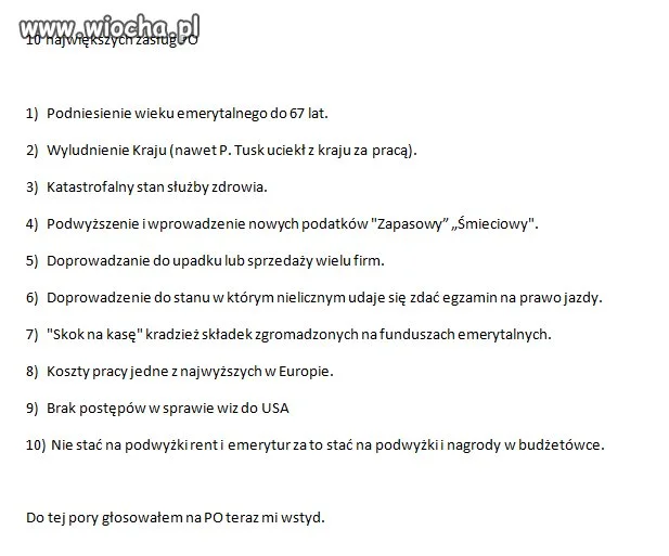 Głosowałem na PO teraz mi wstyd