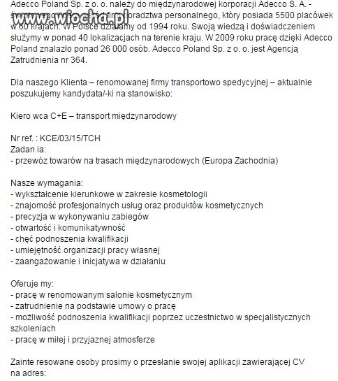 Kierowca kosmetolog ?