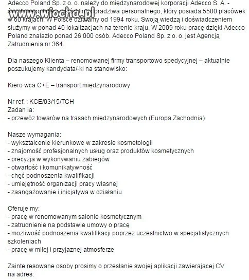 Kierowca kosmetolog ?