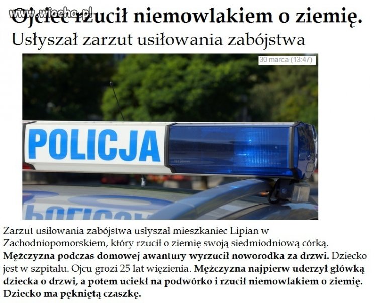 Rzucił swoją siedmiodniową córką o ziemię