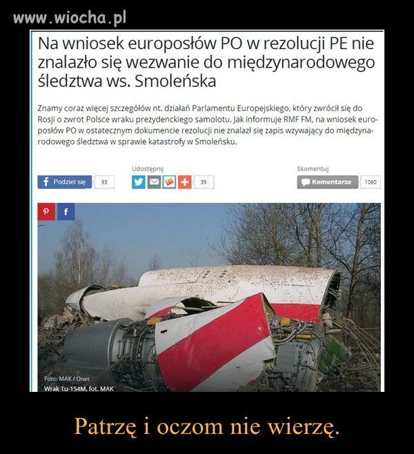 Parlament Europejski wzywa do Oddania wraku