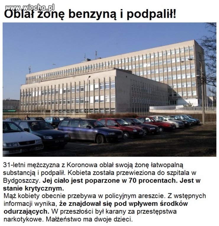 Był naćpany i podpalił żonę