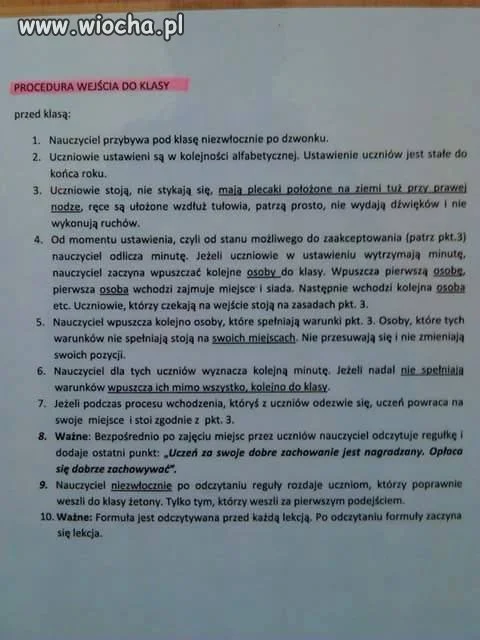 Procedura wejścia do I klasy w szkole podstawowej.