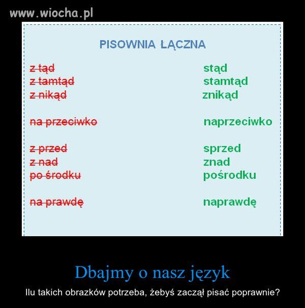 Naprawdę dbajmy o język. 