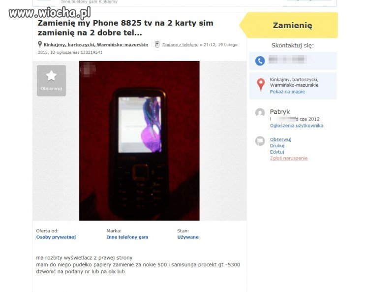 Rozbitego złoma "na 2 karty sim" 