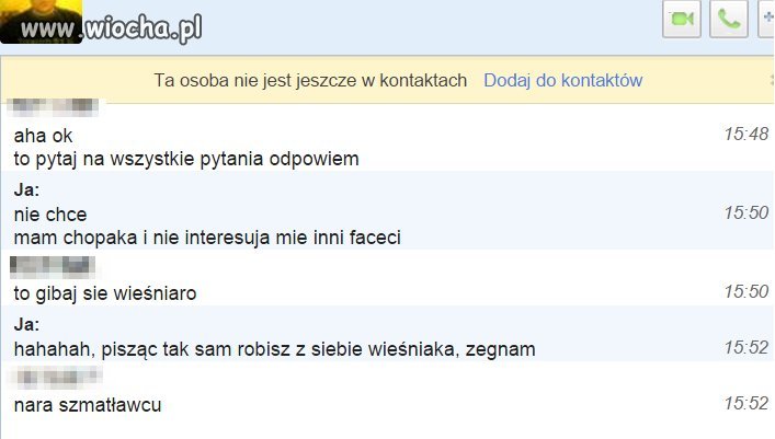 A wystarczyło napisać, że mam chłopaka
