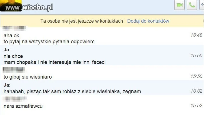 A wystarczyło napisać, że mam chłopaka