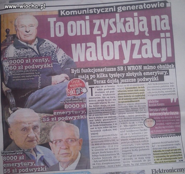 Kiszczak 9000 zł renty