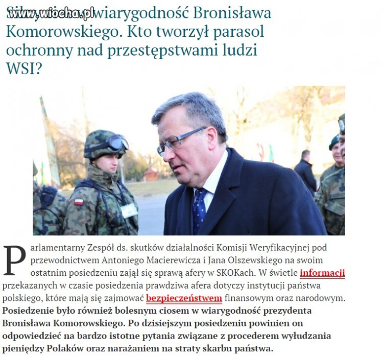 Cios w wiarygodność Bronka