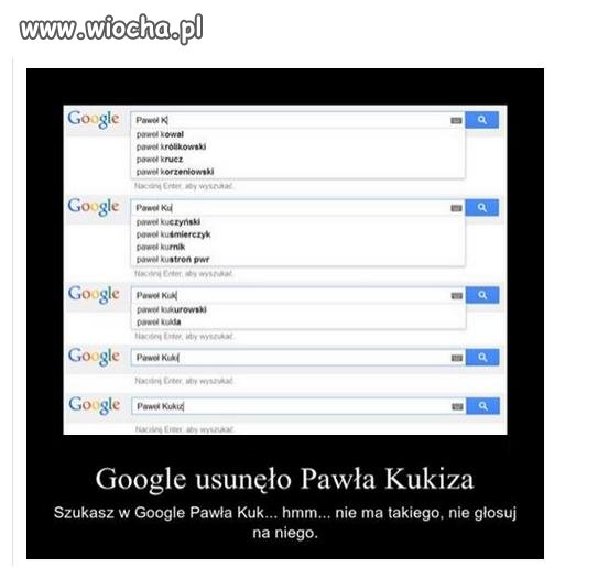 Google usunęło Pawła Kukiza 