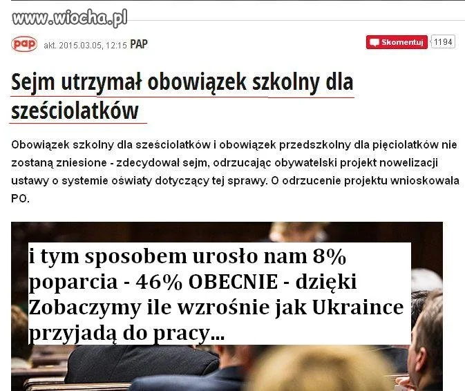Ostani wzrost poparcia to odrzucenie PUBLICZNEJ