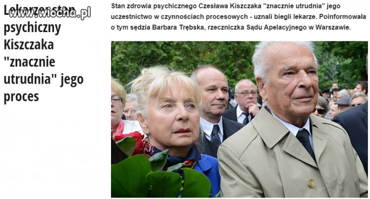 ​Kiszczak nie stanie przed sądem