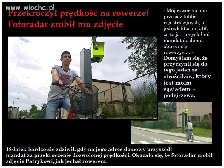 Fotoradar zrobił zdjęcie rowerzyście
