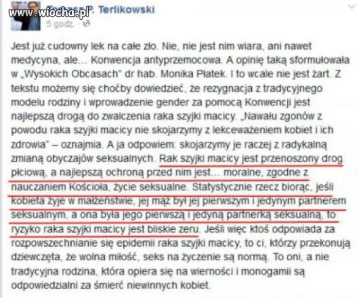 Terlikowski jakoś bez mózgu funkcjonuje.