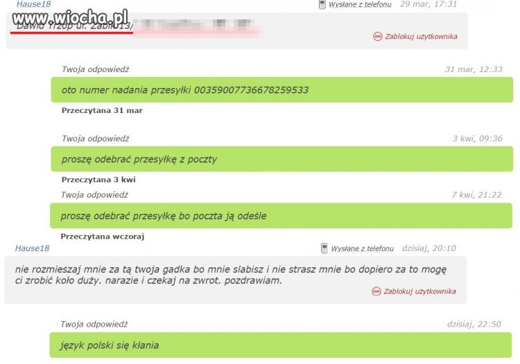 Uwaga na oszusta na OLX!!! zamawia za pobraniem