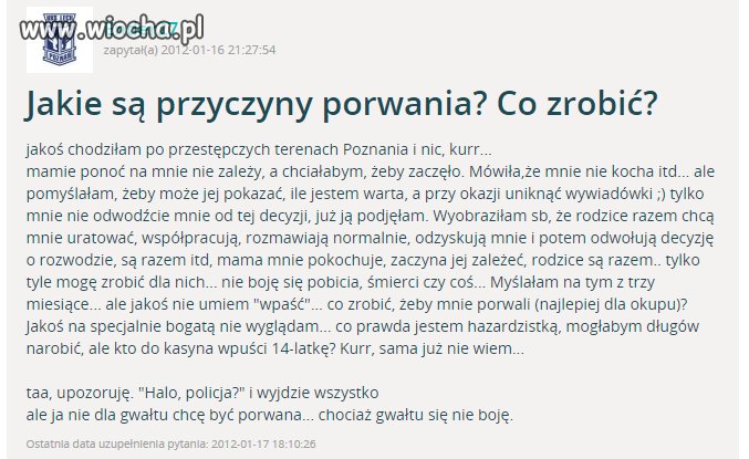 Jak zostać porwanym w wieku 14 lat?