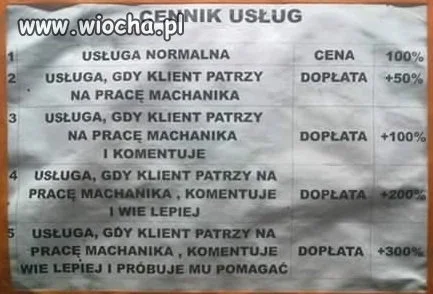 Cennik u mechanika 