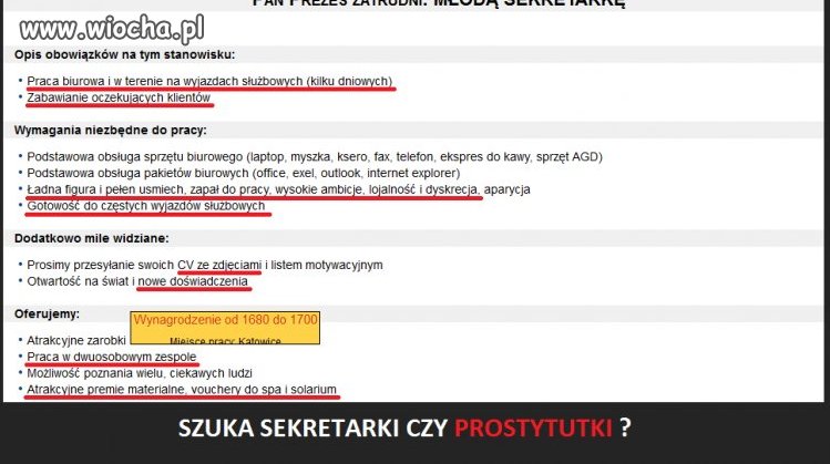 Szuka sekretarki...czy prostytutki?